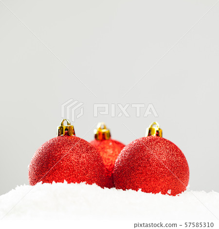 Christmas decoration glass balls on white snow Christmas decoration glass balls on white snow 57585310