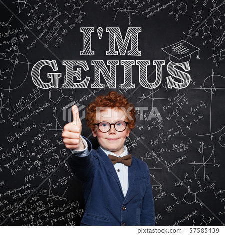 Smiling genius child in glasses portrait Smiling genius child in glasses portrait 57585439