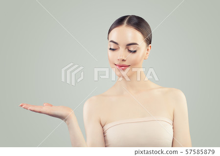 Beautiful female face. Healthy model  57585879