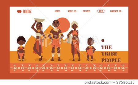 African native family tribe people, vector illustration. Travel agency website design, exotic tours 57586133