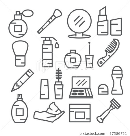 Cosmetics Line Icons on white 57586731