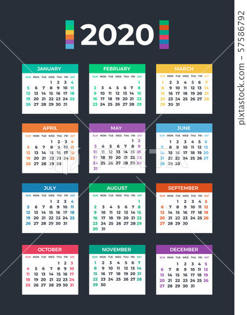 Calendar for 2020 on dark 57586792