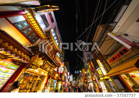 橫濱都市風景在日本橫濱唐人街/ Kantei-kan街道 57587737