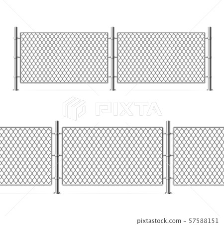 Realistic Detailed 3d Metal Fence Wire Mesh. Vector 57588151