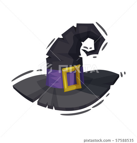 Old black witch hat. Vector illustration on a white background. Old black witch hat. Vector illustration on a white background. 57588535