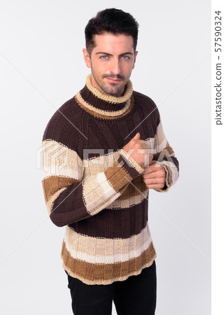 Handsome bearded man wearing turtleneck sweater ready for winter Handsome bearded man wearing turtleneck sweater ready for winter 57590324