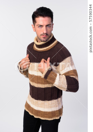 Handsome bearded man looking at camera and ready for winter 57590344