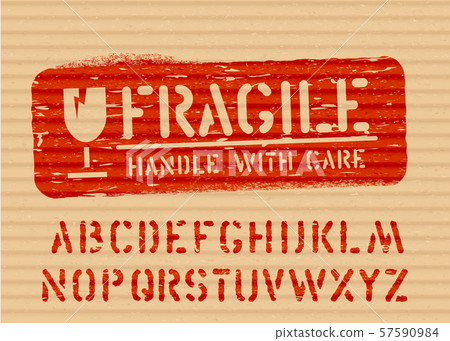 Fragile Grunge Box Sign Stamp And Alphabet Vector Stock Illustration