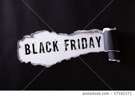 Black torn paper and the text Black Friday Black torn paper and the text Black Friday 57592371
