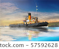 Old tugboat in the harbor 57592628