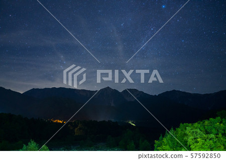 Hakuba Sanzan and Manten no Hoshi: Photographed from Hakuba Ohashi Hakuba Village, Kitazumi-gun 57592850