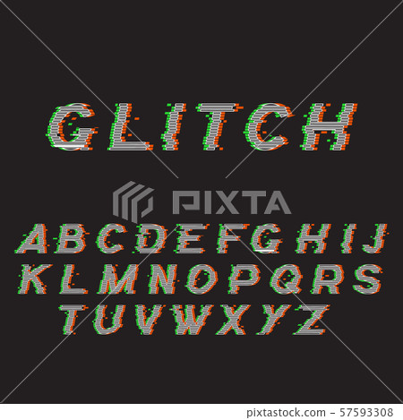 Glitch font or distorted abc, trendy latin typeset Glitch font or distorted abc, trendy latin typeset 57593308