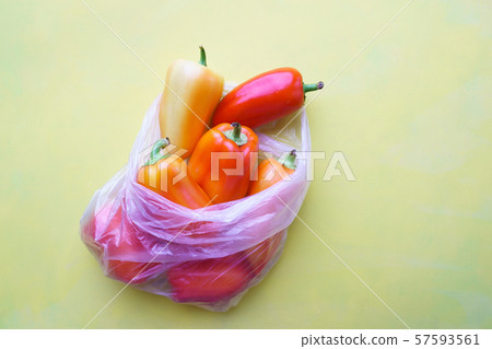 Recycling concept. Fresh food in plastic package Recycling concept. Fresh food in plastic package 57593561