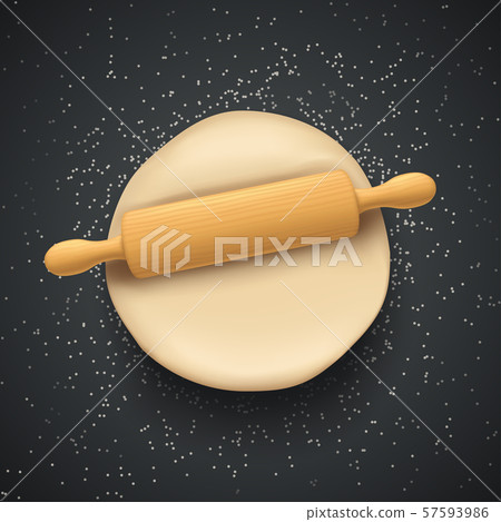 dough and rolling pin on dark dough and rolling pin on dark 57593986