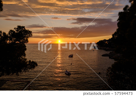 Sunset over Adriatic Sea with golden dramatic sky 57594473
