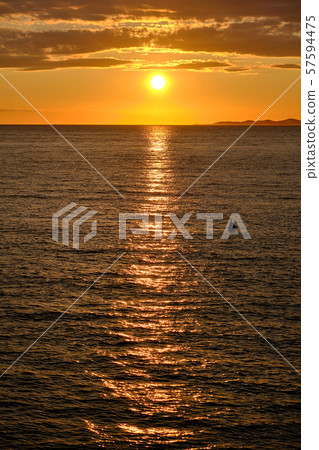 Sunset over Adriatic Sea with golden dramatic sky 57594475