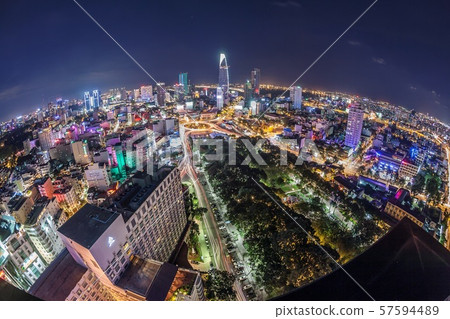 胡志明市，越南夜視圖 57594489