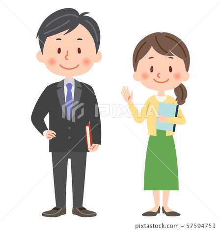 Teacher man and woman full body illustration - Stock Illustration ...