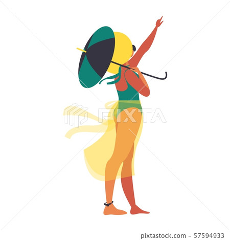 Isolated on white background flat woman in Isolated on white background flat woman in 57594933