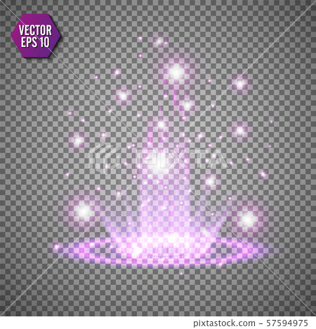 Magic fantasy portal. Futuristic teleport. Light effect. Purple candles rays of a night scene with 57594975