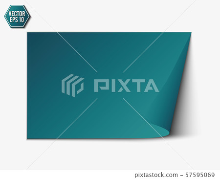 Blue page curl with shadow on a blank sheet of paper, design element for advertising and promotional 57595069