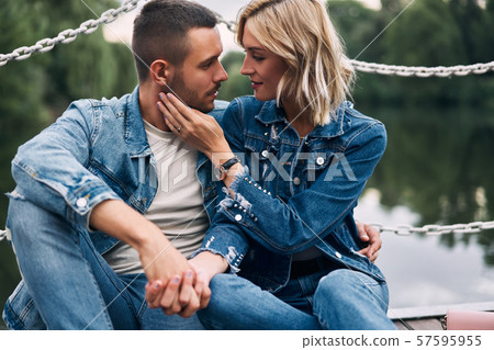 Romantic young couple relax on nature Romantic young couple relax on nature 57595955