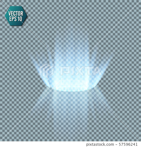 Magic fantasy portal. Futuristic teleport. Light effect. Blue candles rays of a night scene with 57596241