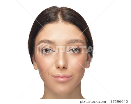 Portrait of beautiful young woman isolated on white studio background Portrait of beautiful young woman isolated on white studio background 57596640