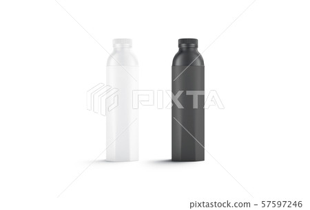 Blank black and white water bottle mockup set, 57597246