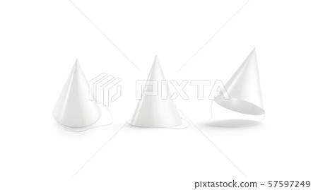 Blank white party hat mock up set, isolated Blank white party hat mock up set, isolated 57597249