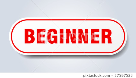 beginner sign. beginner rounded red sticker. 57597523
