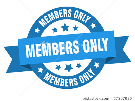 members only ribbon. members only round blue sign. 57597950
