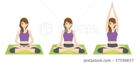 A woman who plays a yoga pose A woman who plays a yoga pose 57598657