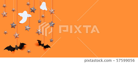 Halloween black bats, ghosts and stars decor on 57599056