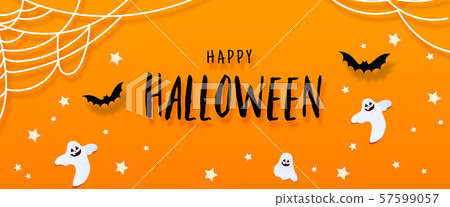 Halloween decor frame with bats, ghost, spider 57599057