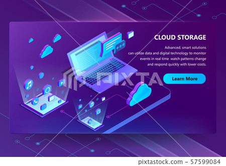 Cloud storage isometric concept background - Stock Illustration ...