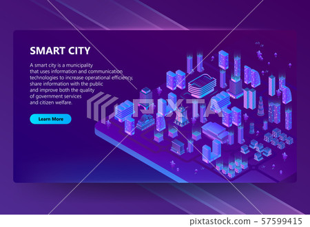 site with 3d isometric ultraviolet megapolis 57599415