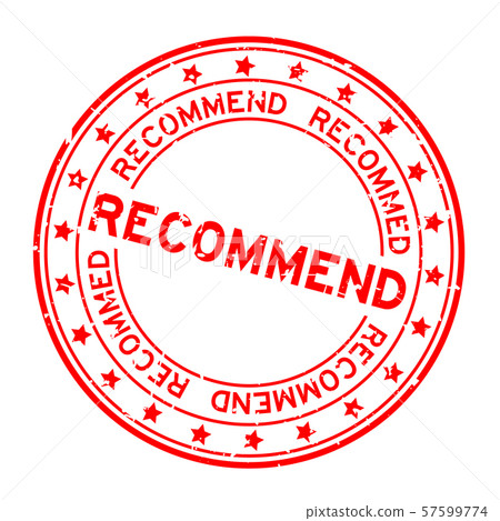 Grunge red recommend word with star icon round stamp 57599774