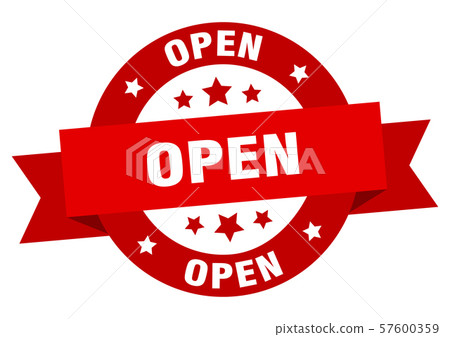 open ribbon. open round red sign. open - Stock Illustration [57600359 ...