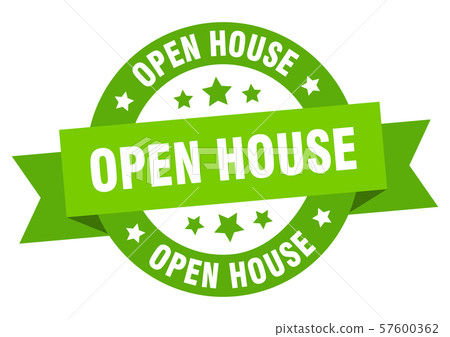 open house ribbon. open house round green sign. 57600362