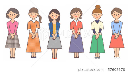 6名年輕女性全身套裝 6名年輕女性全身套裝 57602678