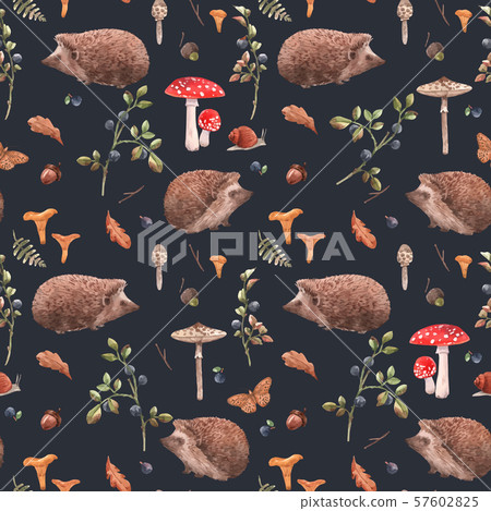 Watercolor autumn forest vector pattern 57602825
