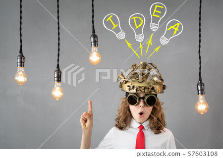 Child with toy virtual reality headset 57603108