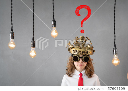 Child with toy virtual reality headset 57603109