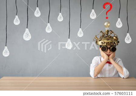 Child with toy virtual reality headset 57603111