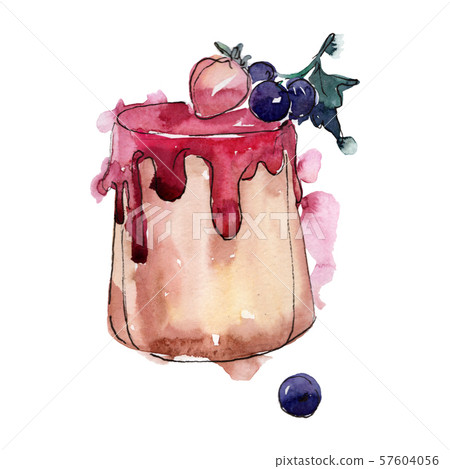 Tasty cake in a watercolor style. Background illustration set. Watercolour drawing fashion aquarelle Tasty cake in a watercolor style. Background illustration set. Watercolour drawing fashion aquarelle 57604056