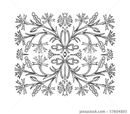 The flower ornament pattern is drawn by hand 57604803