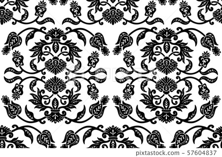 Black floral ethnic seamless pattern. 57604837