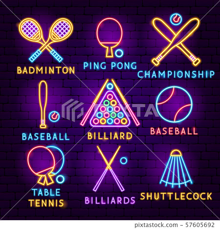 Sport Items Neon Label Set 57605692