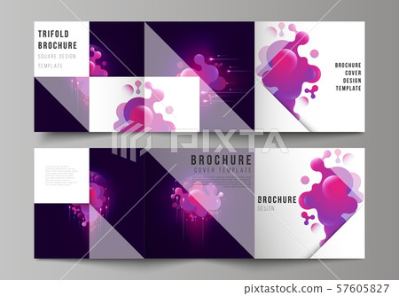 The black colored minimal vector layout. Modern creative covers design templates for trifold square The black colored minimal vector layout. Modern creative covers design templates for trifold square 57605827
